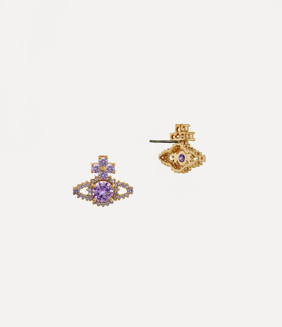 Vivienne Westwood Valentina Orb Earrings in GOLD/LAVENDER,BLUE CZ